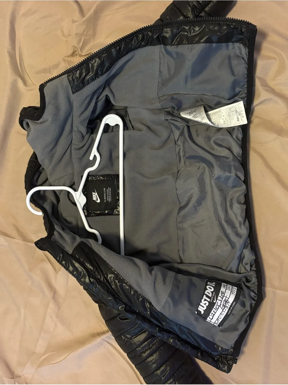 Nike Kids Black Quilted Puffer Jacket with Hood